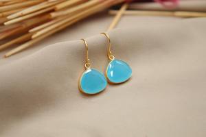 ต่างหูเงินแท้ 925 ประดับพลอยอะความารีน ชุบทอง ทำด้วยมือ ได้รับการรับรองจาก IGI เหมาะสำหรับงานปาร์ตี้ของผู้หญิงและเป็นของขวัญวันแม่ - Product Image 5