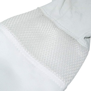 Guante de apicultor de piel de cabra Premium, manga larga de lona con manguito elástico, color blanco - Product Image 5