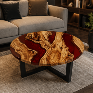 Modern Round Wood Epoxy <b>Coffee</b> <b>Table</b> Live Edge Acacia Design Indoor Living Room Furniture Decor Durable - Product Image 1