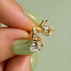 Anillo de Cisne Doble con Moissanita en Forma de Pera de 1 Quilate para Mujer, Oro Amarillo de 14K, Regalo de Propuesta de Matrimonio para Novias - Product Image 4