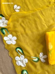 Conjunto de Saree y Blusa de Chiffon con Diseño Moderno y Elegante, con Khatli y Trabajo de Corte - Hecho a Mano - Moda Femenina - Exportador Saree Love - Product Image 6