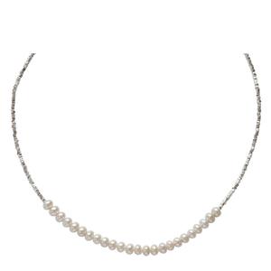 สร้อยคอแฟชั่นดีไซน์ Starry Sky สำหรับผู้หญิง ประดับมุกน้ำจืดธรรมชาติ พร้อมดีไซน์เงินแตก สร้อยคอประดับลูกปัด - Product Image 5