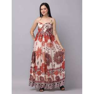 Womens Floral Print Eco-Friendly Natural Waist Maxi Dress Sleeveless <b>Spaghetti</b> Strap a Line Summer Casual <b>Long</b> - Product Image 3