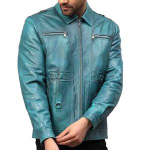 Veste en cuir pour motard pour homme de qualité supérieure, sur mesure, en gros, avec col montant, avec votre logo - Product Image 1