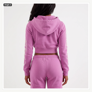 <b>Y2K</b> Streetwear Women's Full Zip Hoodie XS Cotton Fleece French Terry <b>Vintage</b> Floral Graphic Breathable Silk Screen Printed - Product Image 2