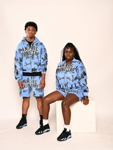 Ensemble sweat à capuche et short unisexe personnalisé en molleton épais avec fermeture éclair, tenue de survêtement deux pièces streetwear - Product Image 3