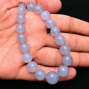 Cuentas Redondas Lisas de Calcedonia AAA de 10mm-15mm, Calcedonia Azul Natural, Piedras Preciosas Semipreciosas Sueltas para la Fabricación de Joyas - Product Image 4