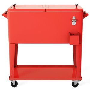 Carrello Frigo Portatile da Esterno con Ruote per Feste, Contenitore Refrigerante Mobile per Bevande, Birra e Cola - Product Image 2