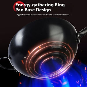 Wok à fond rond en acier inoxydable de qualité supérieure, écologique, haute performance, capacité de 20 L, poignée en bois, compatible lave-vaisselle - Product Image 2