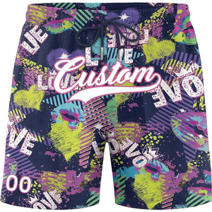 Shorts de Playa Personalizados para Hombre, Impresión por Sublimación, Secado Rápido, Cintura Elástica con Cordón, Estilo Casual, Número 00 y Logotipo Frontal - Product Image 1