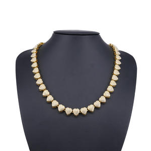 Heart Cut Moissanite <b>Statement</b> <b>Necklace</b> 22k Gold Plated S925 Luxury Unisex Party Jewelry - Product Image 3