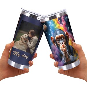 20oz Stainless Steel Tumbler Vacuum <b>Insulated</b> Portable Drink <b>Cup</b> For Travel With Monkey Art Design - Product Image 2