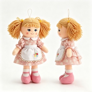 customized Mini hanging rag <b>doll</b>, blonde pigtail cloth <b>doll</b>, plush girl <b>doll</b> ornament, floral dress fabric <b>doll</b> - Product Image 1