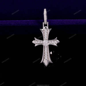 Collar con Colgante de Cruz de Diamantes Moissanite VVS, Joyería Hip Hop Personalizada, Chapado en Plata de Ley 925, para Hombre - Product Image 1