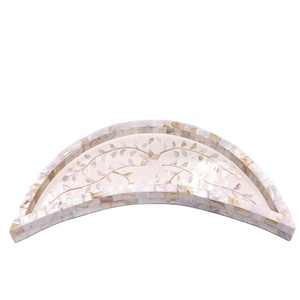 Bandeja con incrustaciones de nácar en forma de luna, bandeja de aspecto único, bandeja para servir comida, bandeja con Incrustaciones de nácar - Product Image 1