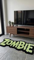 Einzigartiger Zombie-Horror Geometrischer Handgetufteter Woll-Teppich Rutschfester Grüner Weicher Plüsch-Akzentteppich für Wohnraumdekoration