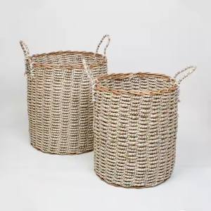 Paniers en jonc de mer du Vietnam, écologiques, flexibles, de couleurs naturelles/personnalisées, ronds/rectangulaires/carrés, très appréciés pour l'habillement - Product Image 2