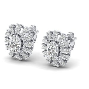 REYES Wholesale Price 925 Sterling <b>Silver</b> Wedding Gift Jewelry Oval Cut 1.75 Carat Moissanite <b>Stud</b> Halo Earrings For Women - Product Image 3