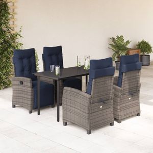 5 Piece Gray Poly Rattan Patio Dining <b>Set</b> with Cushions Elegant <b>Garden</b> <b>Sets</b> - Product Image 1