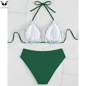 OEM ODM Dark <b>Green</b> Custom Printed Front Eco-Friendly New Trendy Lightweight Comfortable Soft Touch Fabric 2 Piece Spandex - Product Image 4