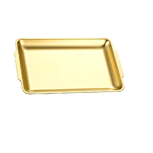 Bandeja de Lujo Multiusos para Té, Aperitivos, Postres, Frutas y Pasteles, con Acabado Brillante Chapado en Oro, Apta para Lavavajillas y Microondas, para Cocina y Comedor - Product Image 1