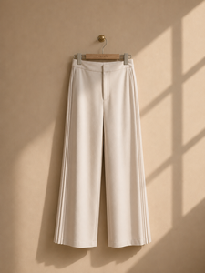 Pantalones Palazzo Elegantes de Oficina para Mujer, de Cintura Alta y Pierna Ancha con Paneles Laterales Plisados, ODM OEM, VESPER - Product Image 4