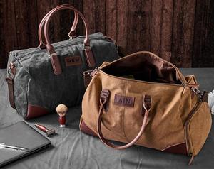 Sac de voyage en toile et cuir à fermeture éclair, sac de week-end, sac de sport LCTB-0079 - Product Image 2