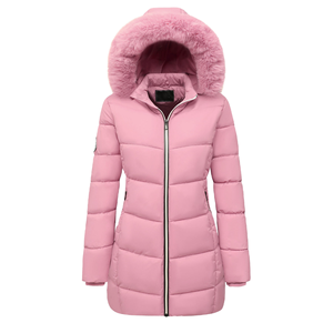 Chaqueta de mujer de poliéster grueso, impermeable, acolchada, ligera, de punto, con cuello alto, personalizada, superventas para invierno - Product Image 1