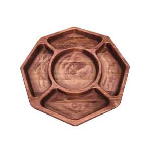 Octagonal Wooden Dry Fruit Box with Clear Glass Lid Metal Latch 7 Compartment Nut Serving Tray Handcrafted Wood Storage Case - Product Image 3