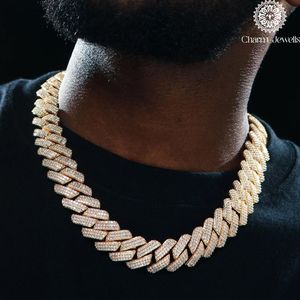 Collier pour homme en moissanite Charm Jewels, coupe brillante, chaîne à maillons, plaqué or 14 carats, argent 925, perle d'eau douce, certifié IGI, style hip-hop - Product Image 3