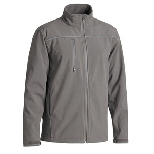 Veste d'hiver softshell pour homme, vente directe d'usine, respirante, séchage rapide, col montant, couleur unie, tissu en toile, veste tricotée - Product Image 5