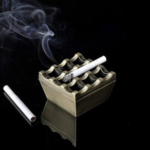 Cenicero de Escritorio Cuadrado de Aluminio Vintage con Diseño de Ondas, Marca TELOVER ENTERPRISES de Uttar Pradesh para Uso Doméstico - Product Image 1