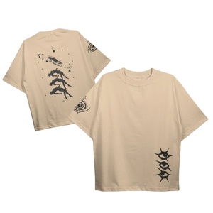 Camiseta de Manga Corta Beige Extra Grande para Hombre, Cuello Alto, Estampado Digital, Formal, 100% Algodón Tejido - Product Image 3