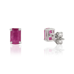 High Quality Handmade 925 Sterling Sterling <b>Silver</b> Octagon Cut Authentic Ruby Gemstone <b>Stud</b> <b>Earrings</b> For Women - Product Image 5
