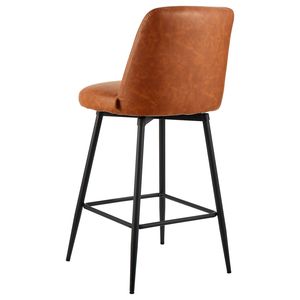 Set of 3 Modern PU <b>Leather</b> Counter Barstools 27-Inch Height Swivel <b>Stools</b> with Metal Legs and Armrests - Product Image 3