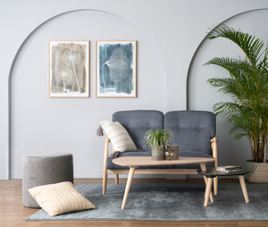 <b>White</b> Wash Nested <b>Coffee</b> <b>Table</b> Set of 2 with Pebble-Shaped Tops and Solid Wood Tripod Legs for Modern Living Room - Product Image 6