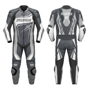Combinaison de course en cuir pleine fleur pour homme SpeedFreak avec protection CE, respirante, une pièce, équipement de moto toutes saisons - Product Image 2