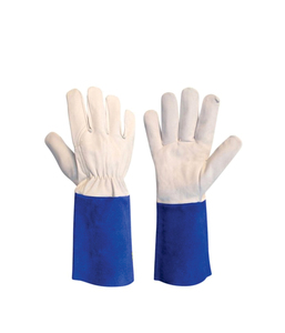 Holy Signs International HSI-1450 Extra Long Leather Welding <b>Gloves</b> Red/Yellow Fleece Lined Molten Metal Splash Test <b>Type</b> B - Product Image 1
