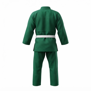 Kimono de BJJ WIZE INTERNATIONAL vert 100% coton, coupe classique, uniforme d'arts martiaux pour enfants, logo sur la manche gauche - Product Image 2