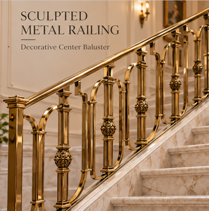 Rampe d'escalier sculptée en or pour hôtels de luxe, villas, escaliers et intérieurs architecturaux contemporains - Product Image 1
