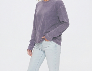 T-shirt oversize délavé pour femme, à manches longues, col rond, coupe ample, style streetwear d'été - Product Image 6