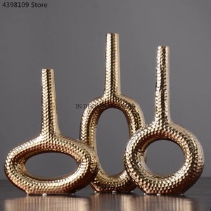 Jarrones de Flores Decorativos para el Hogar, de Metal, Acabado Antiguo, de Latón, de Aspecto Elegante y Calidad Lujosa, Accesorios de Decoración para Bodas - Product Image 6
