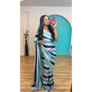 Beautiful Ready-to-Wear Saree for Parties Digital Print <b>Indian</b> & <b>Pakistani</b> <b>Clothing</b> - Product Image 2