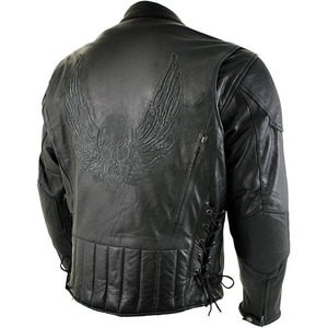 SAMROZ SPORTS Leather Men's <b>Racer</b> Style Collarless Premium Leather Motorcycle Biker Riders <b>Jackets</b> - Product Image 4