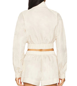 Chaqueta Bomber Corta Personalizada para Mujer, Estilo Vintage, de Nailon Impermeable, con Cremallera Frontal, Cintura Elástica y Resistente al Viento - Product Image 2