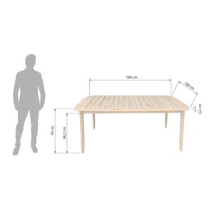 Table de salle à manger d'extérieur rectangulaire en bois massif, moderne, imperméable, écologique, durable, 8 places, montage facile, marque OEM, jardin, patio - Product Image 2