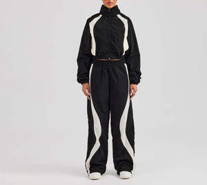 <b>Women</b> Tracksuit Set Two Piece Sportswear Crop <b>Jacket</b> High Waist Wide Leg Jogger Pants Casual Activewear Bulk Wholesale - Product Image 1