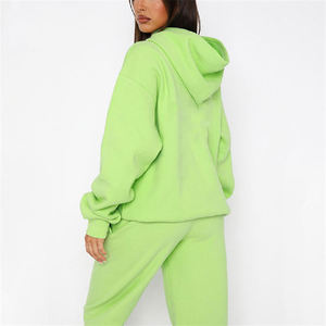 Ensemble de survêtement en molleton vert lime pour femme avec logo personnalisé, coupe ample, décontracté, pour toutes les saisons - Product Image 5