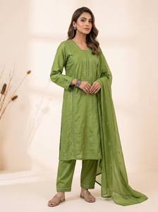Ensemble Kurta Palazzo en Soie Romaine Brodé avec Dupatta, Tenue Traditionnelle Indienne et Pakistanaise pour Femme, Coupe Classique, Longueur Cheville - Product Image 2