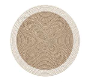 แผ่นรองจานสานทรงกลมสีเบจขาวสำหรับโต๊ะอาหาร ของตกแต่งบ้าน ขายส่ง - Product Image 1
